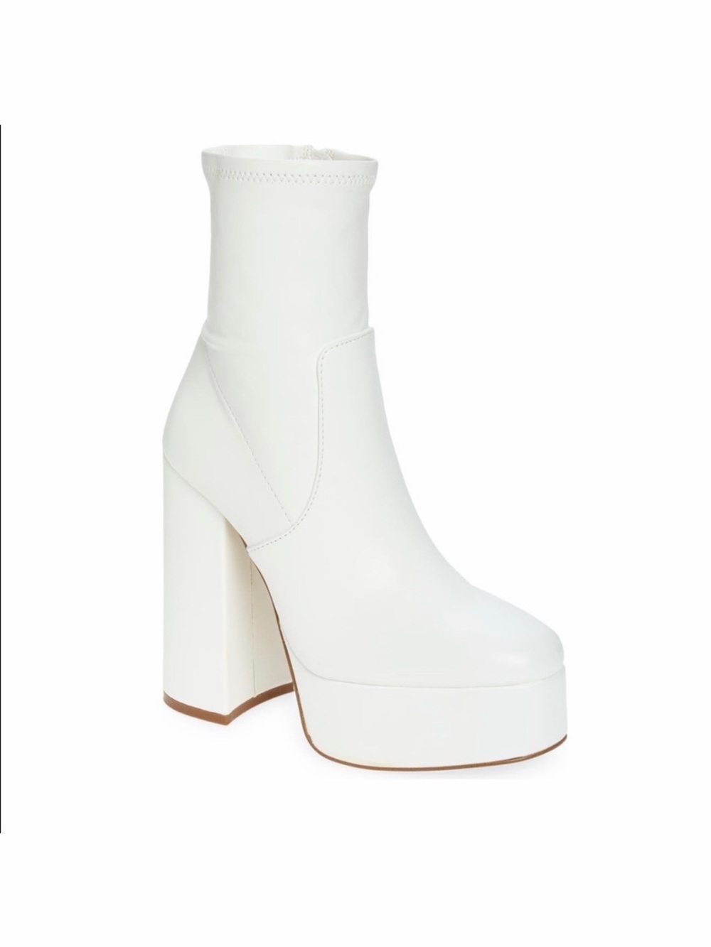 Steve Madden Hoopla White Platform Block Heel Ankle Boots